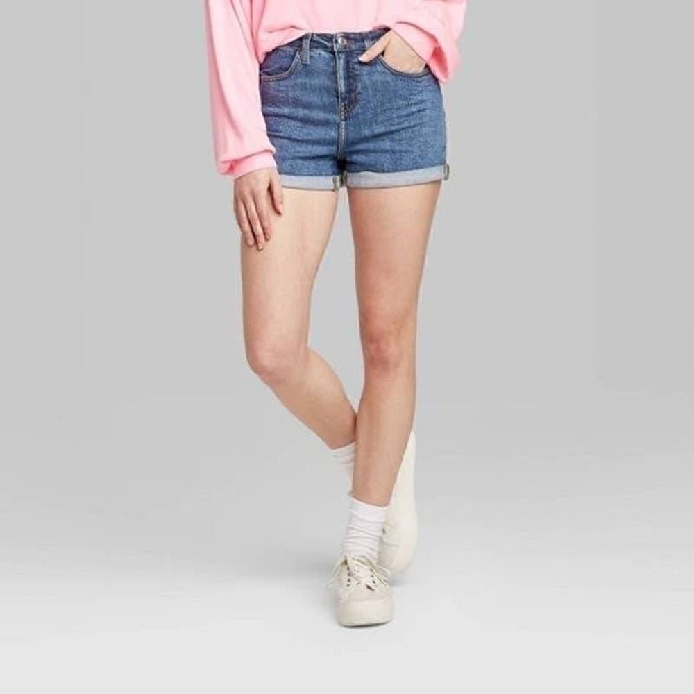 Wild Fable Womens' Size 4/27 High Rise Short Light Wash Denim Cuffed Stretch